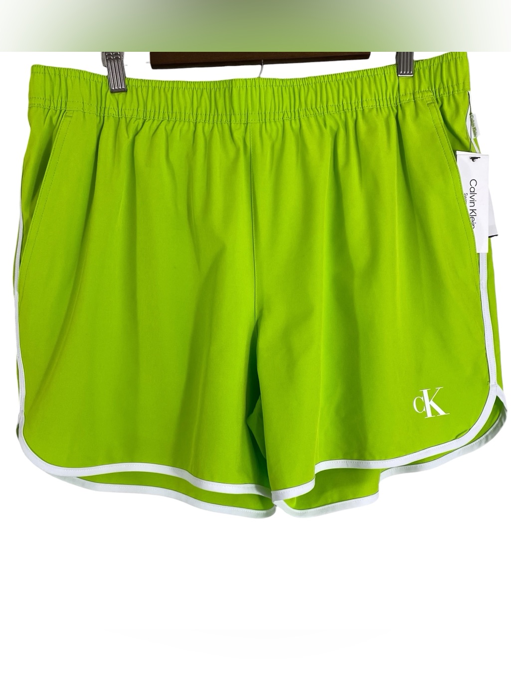 Calvin Klein Mens Trunks Shorts Size Xl Swimwear Neon Green Upf 40 Lined Nwt